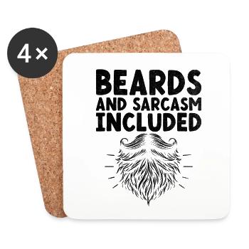 Beards And Sarcasm Included Beard Lover Facial - Coasters (set of 4) - white - Front