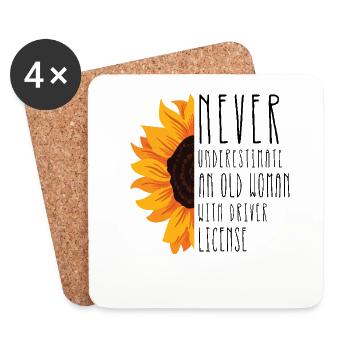 Never Underestimate An Old Woman With Driver - Coasters (set of 4) - white - Front