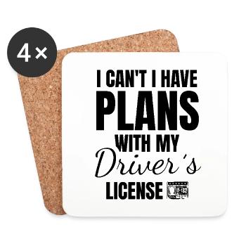 Ich kann nicht Ich habe Pläne mit meinem Führerschein - Untersetzer (4er-Set) - Weiß - Vorne