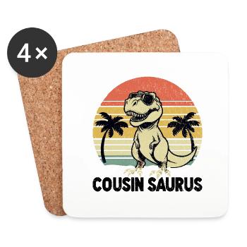 Retro Cousin Saurus Dinosaurier Cousins Familie - Untersetzer (4er-Set) - Weiß - Vorne