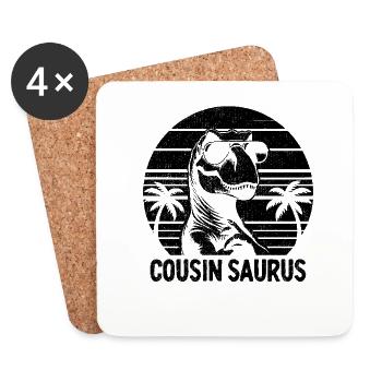 Retro Cousin Saurus Dinosaurier Familientreffen - Untersetzer (4er-Set) - Weiß - Vorne
