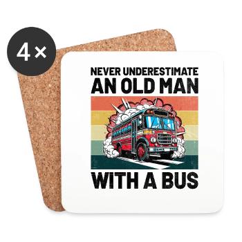 Never Underestimate An Old Man With A Bus Driver - Coasters (set of 4) - white - Front