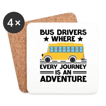 Bus Drivers Where Every Journey Is An Adventure - Coasters (set of 4) - white - Front