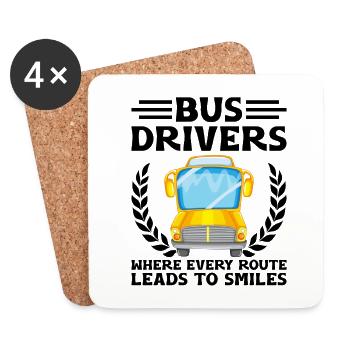 Bus Drivers Where Every Route Leads To Smiles - Coasters (set of 4) - white - Front