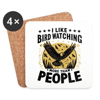 I Like Bird Watching More Than People Birder - Coasters (set of 4) - white - Front
