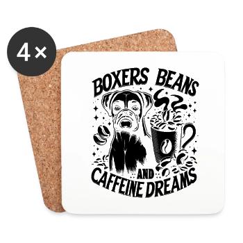 Boxer Beans And Caffeine Dreams Dog Lover - Coasters (set of 4) - white - Front