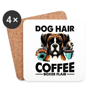 Dog Hair And Coffee Boxer Flair Caffeine Lover - Coasters (set of 4) - white - Front