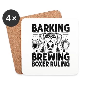 Barking Brewing Boxer Ruling Coffee Lover Dog - Coasters (set of 4) - white - Front