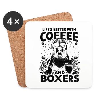 Life's Better With Coffee And Boxers Caffeine - Coasters (set of 4) - white - Front
