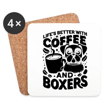 Life's Better With Coffee And Boxers Caffeine - Coasters (set of 4) - white - Front