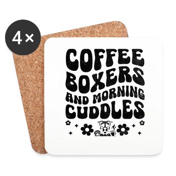 Coffee Boxers And Morning Cuddles Caffeine Lover - Coasters (set of 4) - white - Front