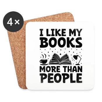 Ich mag meine Bücher mehr als die Leute sagt für - Untersetzer (4er-Set) - Weiß - Vorne