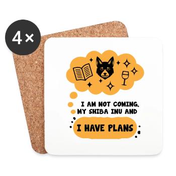Je ne viens pas mon Shiba Inu et j’ai des projets - Dessous de verre (lot de 4) - blanc - Devant