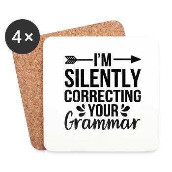 Je corrige silencieusement votre sarcasme grammatical - Dessous de verre (lot de 4) - blanc - Devant