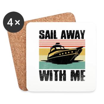 Bateau à pédales Naviguez avec moi - Dessous de verre (lot de 4) - blanc - Devant