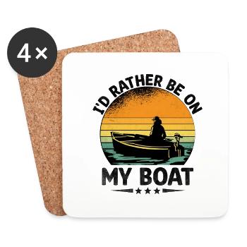 Je préfère être sur mon bateau Pédalo - Dessous de verre (lot de 4) - blanc - Devant