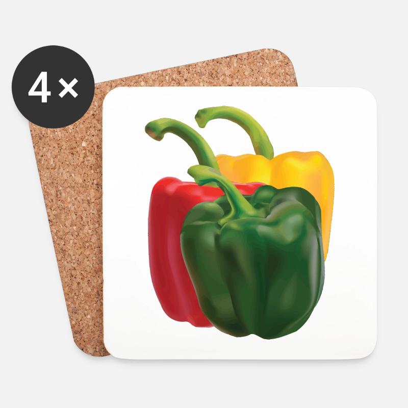 Paprika - Untersetzer (4er-Set) - Weiß