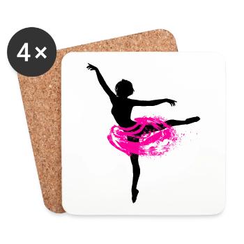 Ballerine avec la danseuse de ballet silhouette Tutu - Dessous de verre (lot de 4) - blanc - Devant