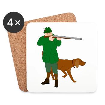 Hunter with dog - Coasters (set of 4) - white - Front