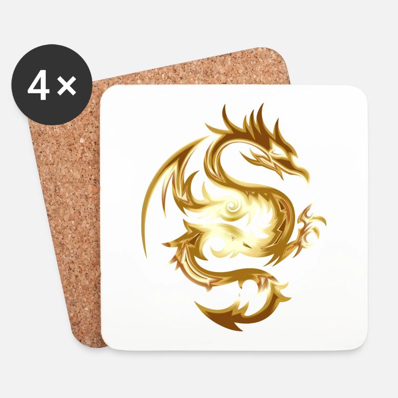Drache - Untersetzer (4er-Set) - Weiß