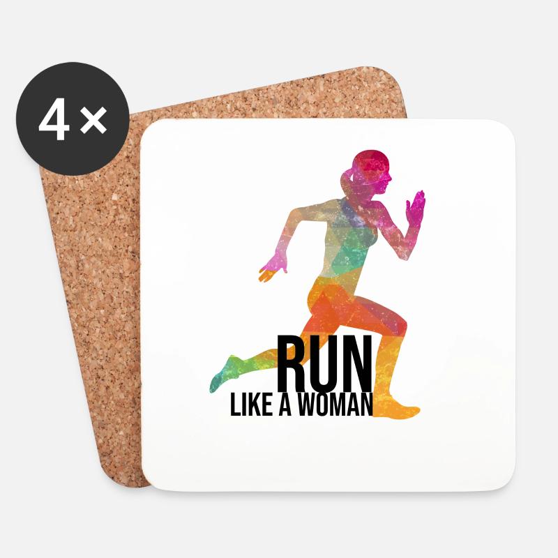 Run like a woman - Untersetzer (4er-Set) - Weiß