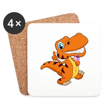 Tyrannosaurus Rex avec de la glace savoureuse - Dessous de verre (lot de 4) - blanc - Devant