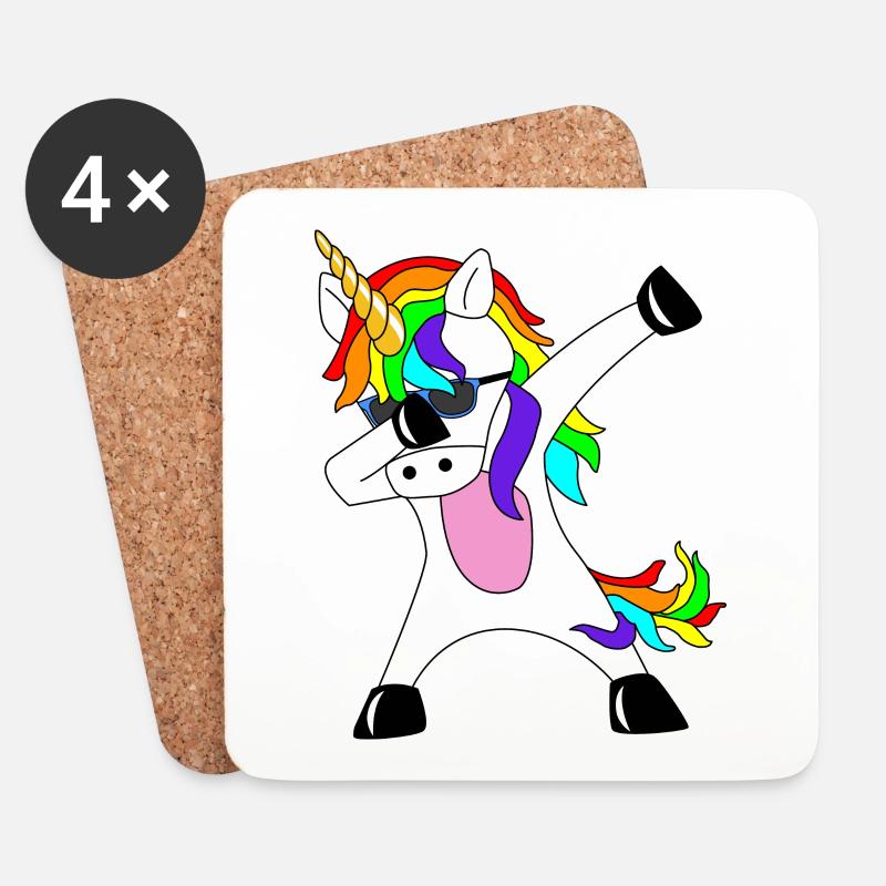 Dabbing Unicorn Geschenkidee Dab dabbendes Einhorn - Untersetzer (4er-Set) - Weiß