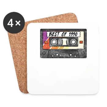 Best of T-Shirt 90s Retro Cassette Neon 90s - Coasters (set of 4) - white - Front