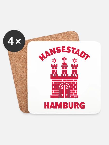 Hansestadt Hamburg – Wappen - Untersetzer (4er-Set) - Weiß