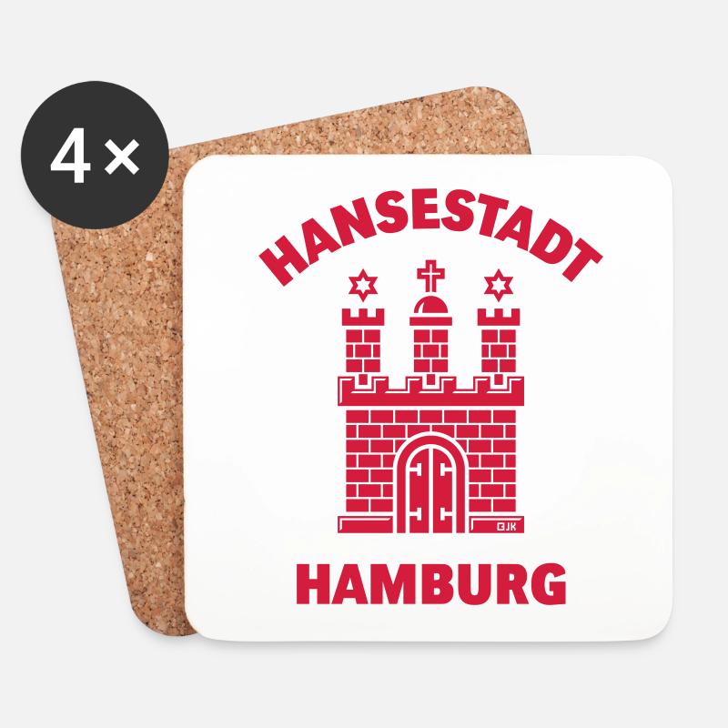 Hansestadt Hamburg – Wappen - Untersetzer (4er-Set) - Weiß