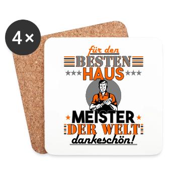 Hausmeister Geschenk für Weihnachten & Geburtstag - Untersetzer (4er-Set) - Weiß - Vorne