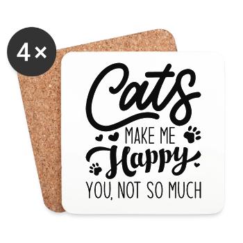 Les chats me rendent heureux vous pas tellement - Dessous de verre (lot de 4) - blanc - Devant