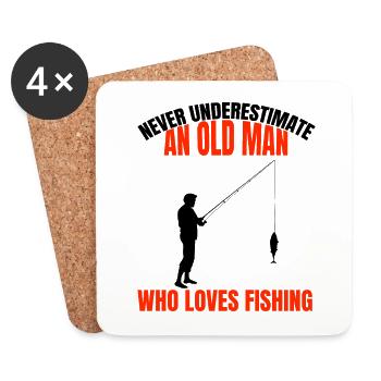 Angler Fischen Opa Angeln Rentner Papa Angelhaken - Untersetzer (4er-Set) - Weiß - Vorne