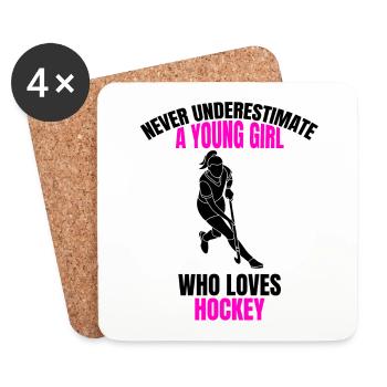 Hockey hockey femmes hockey hockey sur glace filles hockey - Dessous de verre (lot de 4) - blanc - Devant