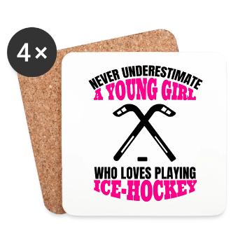 Ice Hockey Eishockeyteam Frau Eishockey Mädchen - Dessous de verre (lot de 4) - blanc - Devant