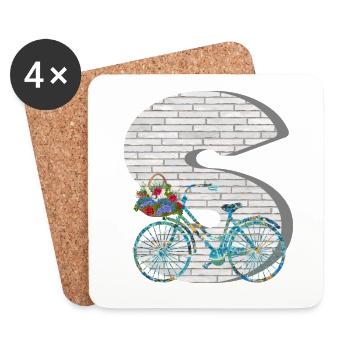vélo e 100 s - Dessous de verre (lot de 4) - blanc - Devant