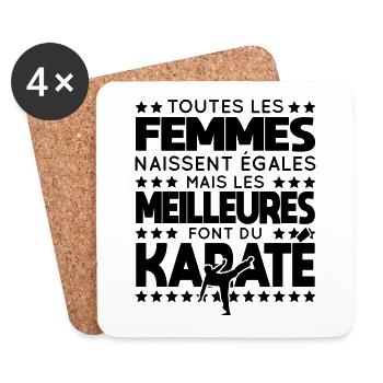 Femmes égales les meilleures font du karaté - Dessous de verre (lot de 4) - blanc - Devant