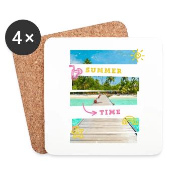 Sommer Sonne Strand Meer Palme Urlaub Reisen - Untersetzer (4er-Set) - Weiß - Vorne