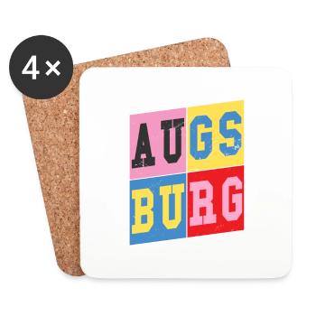 Augsburg Deutschland Stadt Schrift Retro Heimat - Untersetzer (4er-Set) - Weiß - Vorne