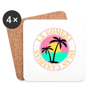 La Gomera Été Soleil Plage Palmiers de mer - Dessous de verre (lot de 4) - blanc - Devant