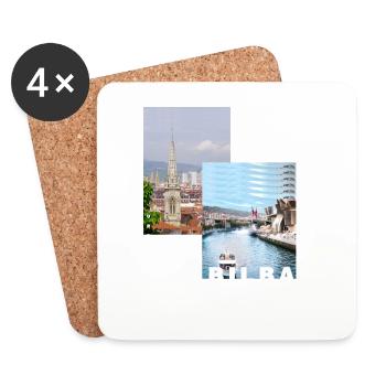 Bilbao Spain City Skyline Home Love Holidays - Coasters (set of 4) - white - Front
