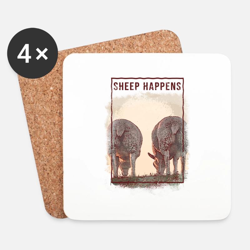 Sheep Happens - Untersetzer (4er-Set) - Weiß