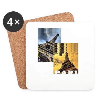 Paris France Ville Skyline Accueil Amour - Dessous de verre (lot de 4) - blanc - Devant