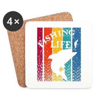 Fishing Angler Fish Fishing Life Hobby Nature - Coasters (set of 4) - white - Front