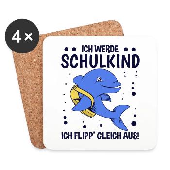 Kinder Schulkind 1. Klasse Erstklässler Schule - Untersetzer (4er-Set) - Weiß - Vorne