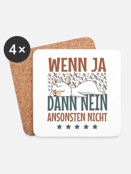Süßes Lama Lustige Sprüche Langschläfer Faulenzer - Untersetzer (4er-Set) - Weiß