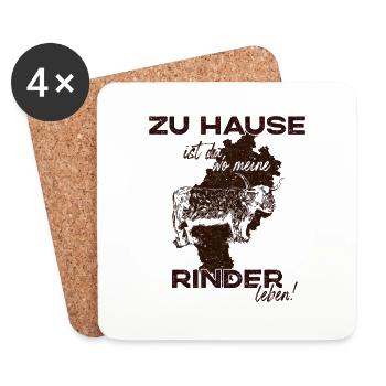 Highland Cattle Züchter Highland Cow Hessen - Untersetzer (4er-Set) - Weiß - Vorne