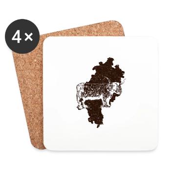 Éleveur de bovins Highland Highland Cow Hessen - Dessous de verre (lot de 4) - blanc - Devant