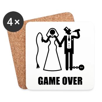 Game Over (Whip / Beer / Newlyweds) - Coasters (set of 4) - white - Front