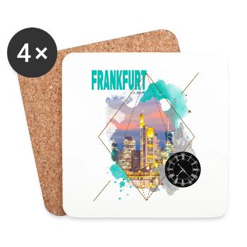 Francfort, Allemagne, ville, Skyline, Vintage Rétro - Dessous de verre (lot de 4) - blanc - Devant